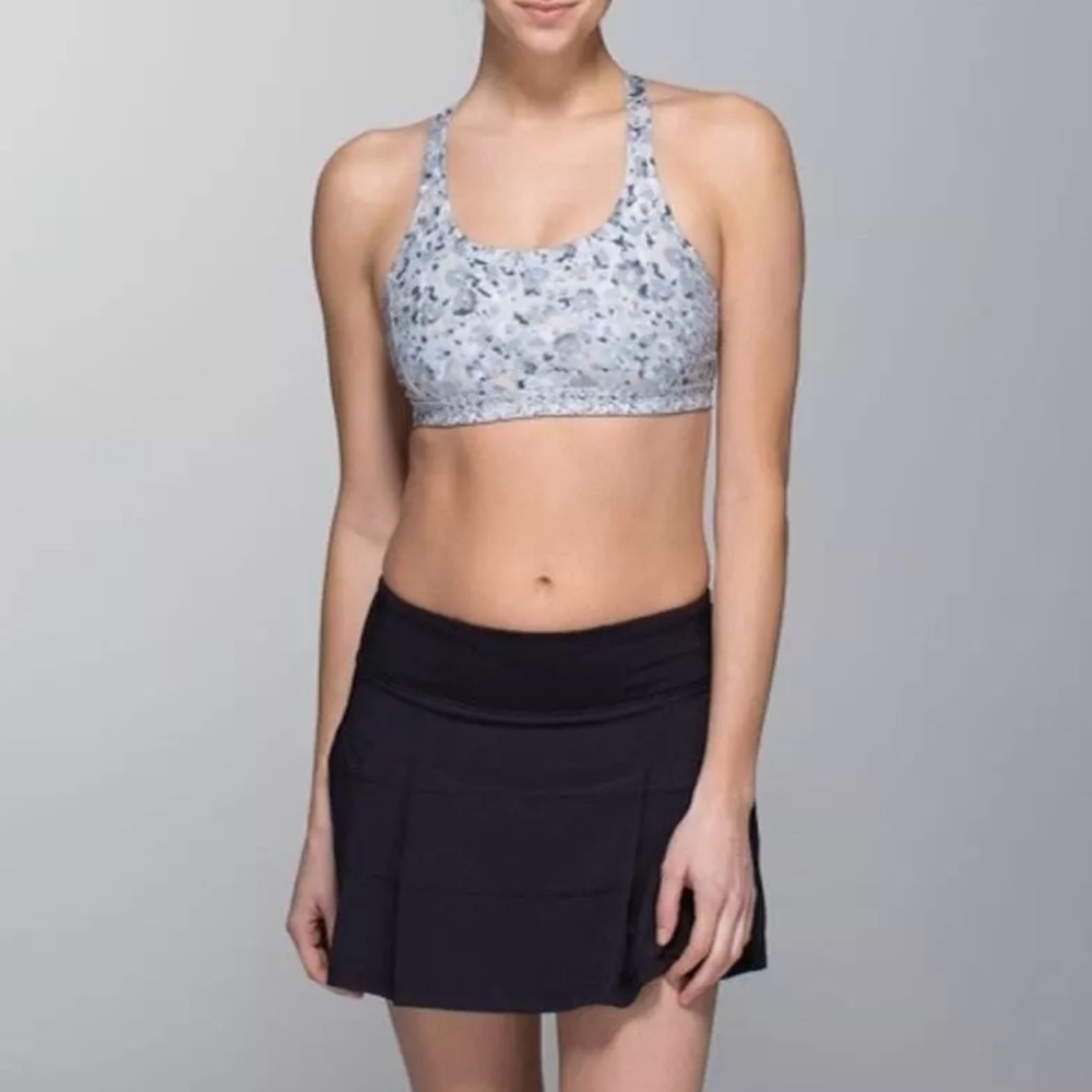 Lululemon Women’s Top Speed Sports Bra Size 4 Fleur Silver Spoon Racerback